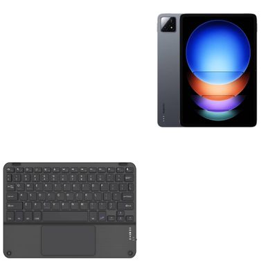 BoxWave Keyboard Compatible with Xiaomi Pad 6S Pro 12.4 - SlimKeys Bluetooth Keyboard with Trackpad, Portable Slim TouchPad - Jet Black