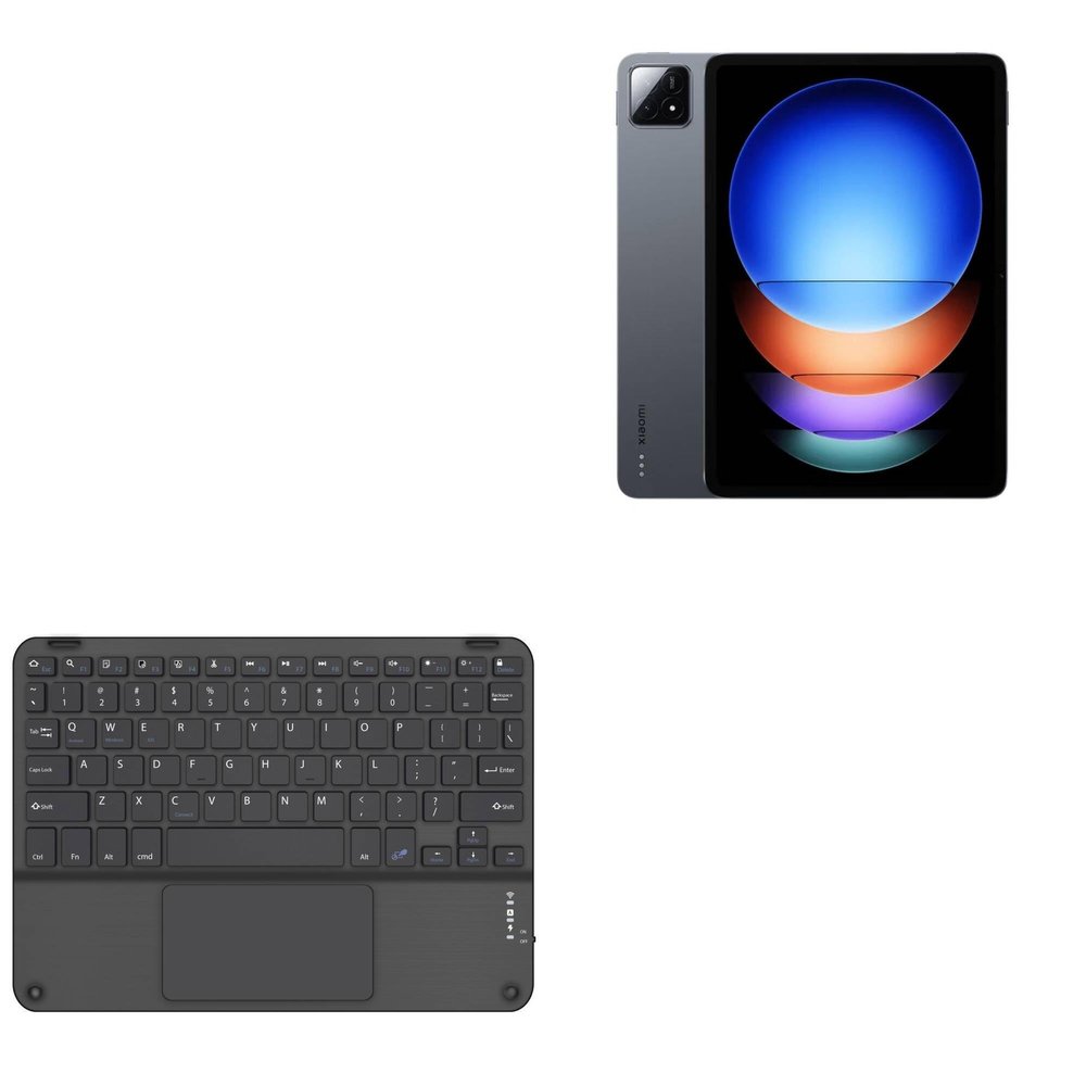BoxWave Keyboard Compatible with Xiaomi Pad 6S Pro 12.4 - SlimKeys Bluetooth Keyboard with Trackpad, Portable Slim TouchPad - Jet Black