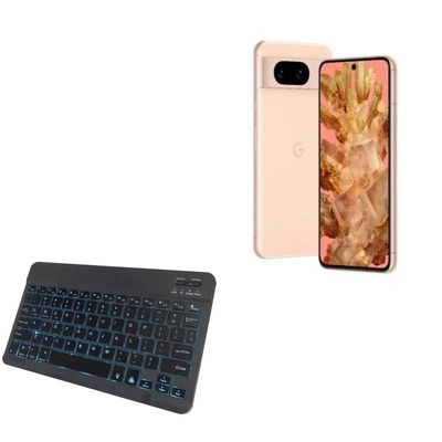 BoxWave Keyboard Compatible with Google Pixel 8a - SlimKeys Bluetooth Keyboard - with Backlight, Portable Slim LED 7 Colors - Jet Black