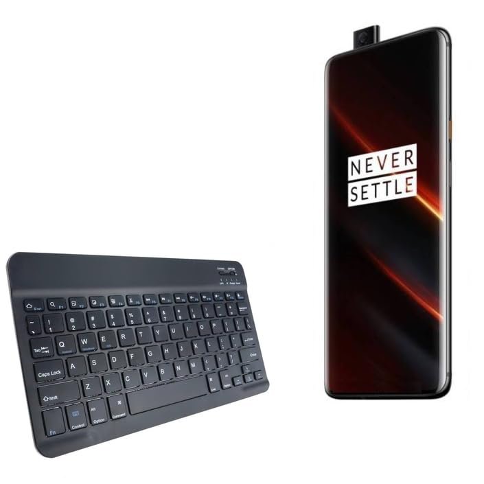 BoxWave Keyboard Compatible with OnePlus 7T Pro McLaren Edition - SlimKeys Bluetooth Keyboard, Portable Thin with Chiclet-Style Keys - Jet Black
