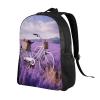 Lavender Field Bike Travel Backpack Waterproof Lightweight Casual Daypack Classic Cute Laptop Bag For Women Men view 2