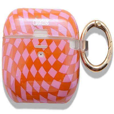 Sonix Case for AirPods Pro 2 & Pro 1 (1st/2nd Gen) - Hard Shell Cover with Keychain, Wireless Charging | Checkmate Pink/Orange