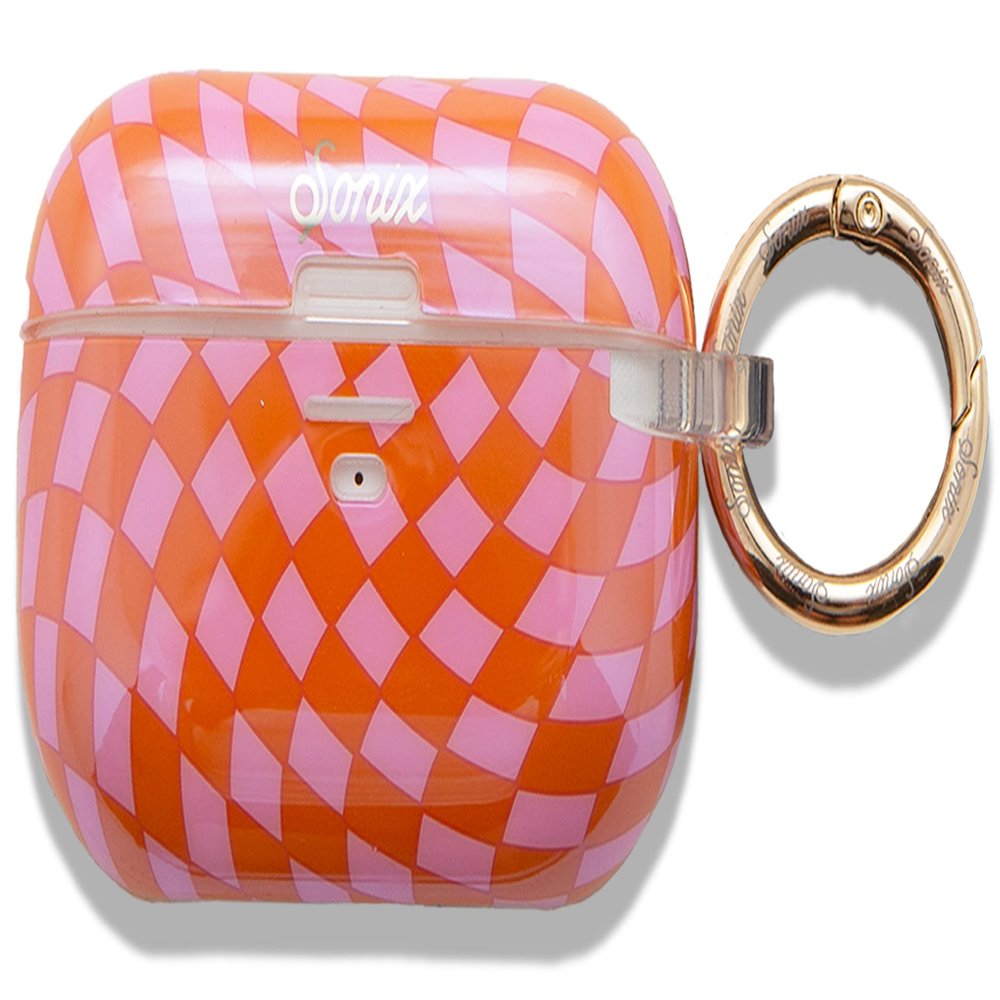 Sonix Case for AirPods Pro 2 & Pro 1 (1st/2nd Gen) - Hard Shell Cover with Keychain, Wireless Charging | Checkmate Pink/Orange
