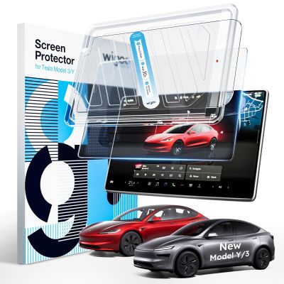 Wigoo Tesla New Model Y Juniper & Model 3 Screen Protector Matte [No Glare & Fingerprint] Model 3 Highland/New Model Y Juniper Accessories, 15.4" Tempered Glass Protector with Alignment Kit