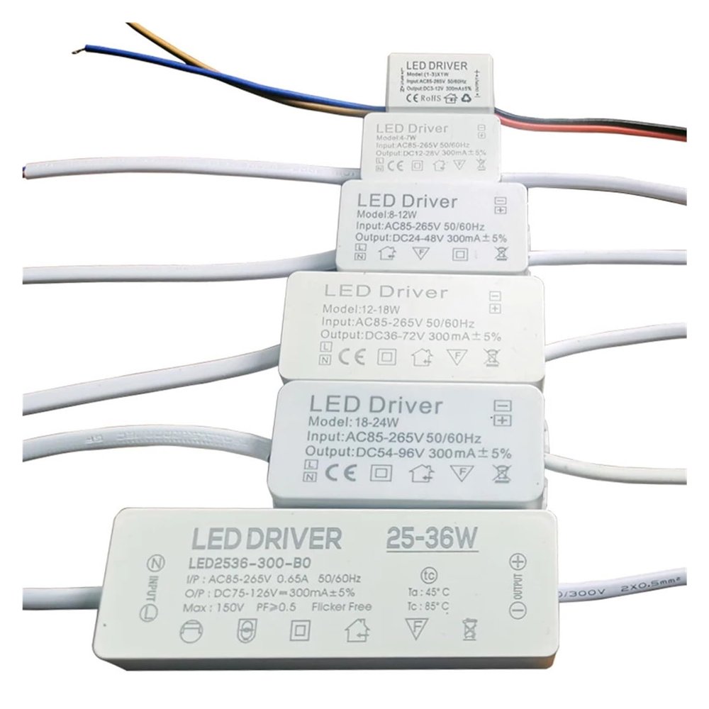 AC85-265V Constant Current Driver 1w 3w 4w 7w 8w 12w 15w 20w 18w 24w 25w 36w LED Driver 300mA Transformer Power Supply Module(12-18W 300mA)