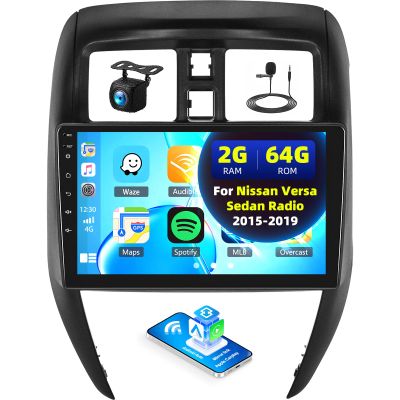 2+64G Car Radio for Nissan Versa Sedan Radio 2015-2019 with Wireless Carplay Android Auto,10.1 inch Touchscreen Car Stereo Radio Support Mirror Link WiFi/GPS Bluetooth FM RDS EQ SWC AHD Backup Camrea