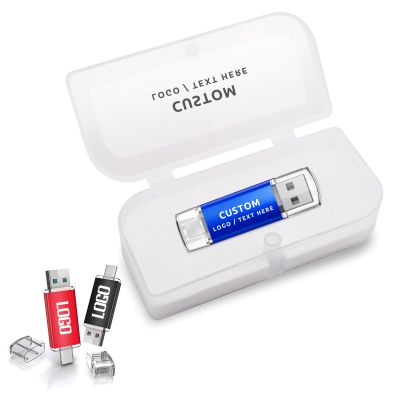 Custom 2-in-1 OTG USB Flash Drive, 50 Pack Personalized Multifunctional USB Thumb Drive for Android & PC, Ideal for Corporate Gifts (128MB,with Plastic Box)