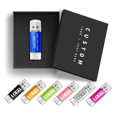 Custom 2-in-1 OTG USB Flash Drive, 50 Pack Personalized Multifunctional USB Thumb Drive for Android & PC, Ideal for Corporate Gifts (16G,with Gift Box)