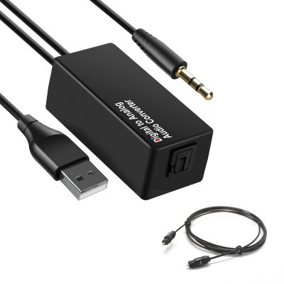 Optical to Aux Cable, Optical to 3.5mm Audio Converter, 192KHz DAC Digtal to Analog Adapter, Unidirectional for PS4 HDTV DVD