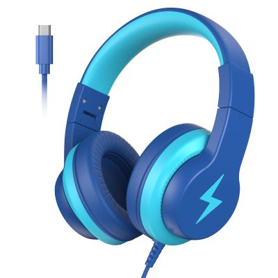 Candy Bila Wired Kids Headphones, USB Type C Headphones for Kids, 85dB Safe Volume, HD Stereo Sound, Comfortable Fit, Adjustable & Foldable,Ideal for School/Travel(Deep Bule, Without Microphone