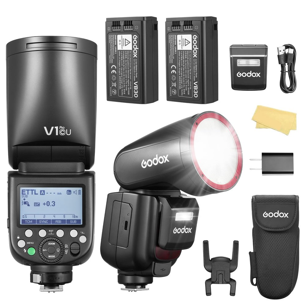 Godox V1 Pro C U Flash for Canon, Come with 2*VB30 Battry Godox V1Pro-C V1 PRO-C TTL Round Head Camera Flash V1PRO C Flash