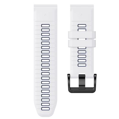 DFAMIN For Fenix 7X Pro/6X Pro Band For Fenix 6X Strap Fenix 7X Band 26mm Width Fenix 5X Plus Wristband For Descent Mk2i/tactix Delta/tactix 7 Pro/tactix 7 Soft Silicone Watch BandS(White-DarkBlue)