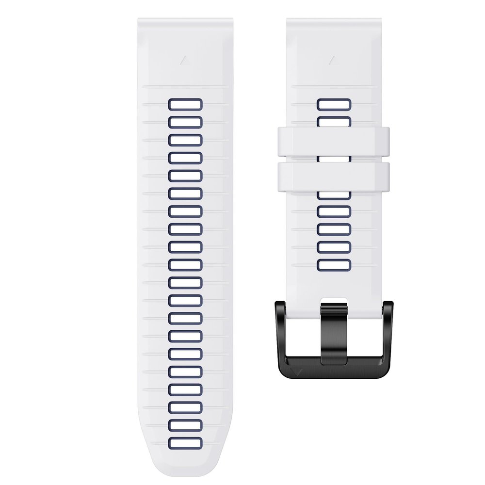 DFAMIN For Fenix 7X Pro/6X Pro Band For Fenix 6X Strap Fenix 7X Band 26mm Width Fenix 5X Plus Wristband For Descent Mk2i/tactix Delta/tactix 7 Pro/tactix 7 Soft Silicone Watch BandS(White-DarkBlue)