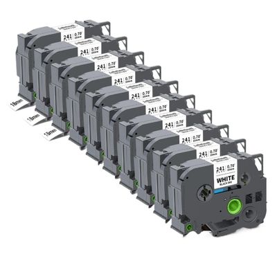 18mm Black On White Label Tape Compatible with TZe 241 141 641 741 Compatible with Label Printers 5/10PCS(10PK Black on White)