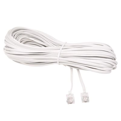 Tassteen White Male 6P2C RJ11 Plug Telephone Fax Modem Line Cable, 14M for Landline Telephone