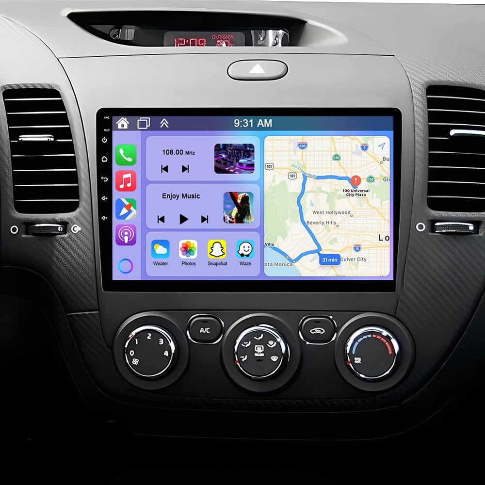 Double Din Car Stereo for Kia Cerato K3 Forte 2013-2018 with Wireless Carplay and Android Auto, 9 Inch IPS Touchscreen Android 14 Car Radio Receiver WiFi GPS Bluetooth AHD SWC Backup Camera, 2G+32G