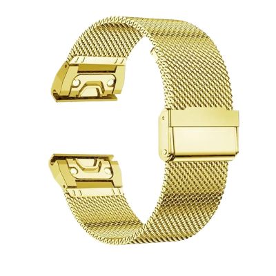 BHOLSA 20/22/26mm Quick Fit Strap for Garmin Fenix 8 43 51mm 7s 7X 7 Pro Fenix 6s 6X 6 5s 5X 5Plus Tactix 7 Stainless Steel Band Forerunner 965 Watchbands(Gold,20mm)