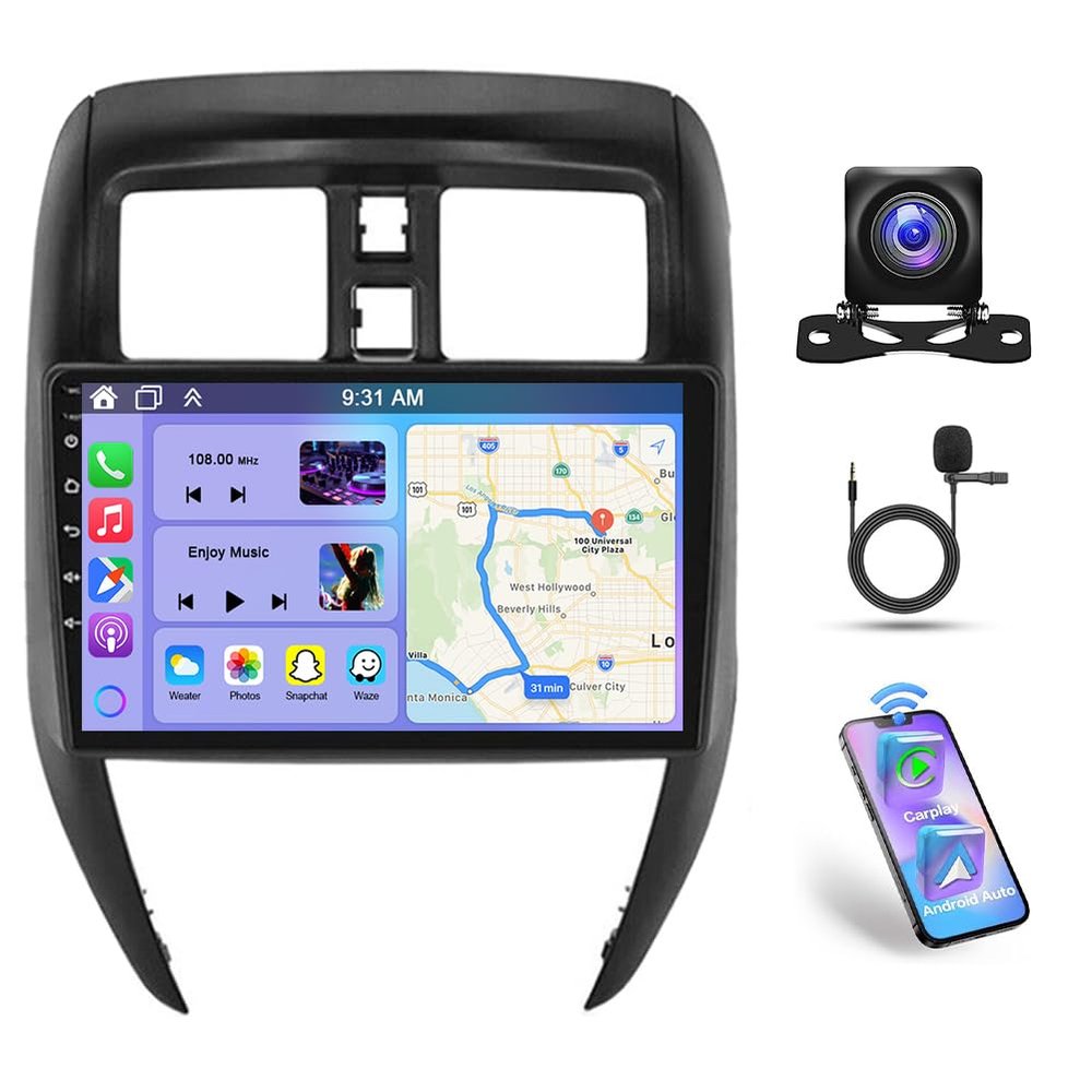 10" Car Radio Stereo for Nissan Versa Sedan 2015-2019 with Wireless Carplay Android Auto, 2G+32G Android 13 IPS Touchscreen Double Din Car Audio Receiver WiFi GPS Bluetooth AHD SWC FM Backup Camera