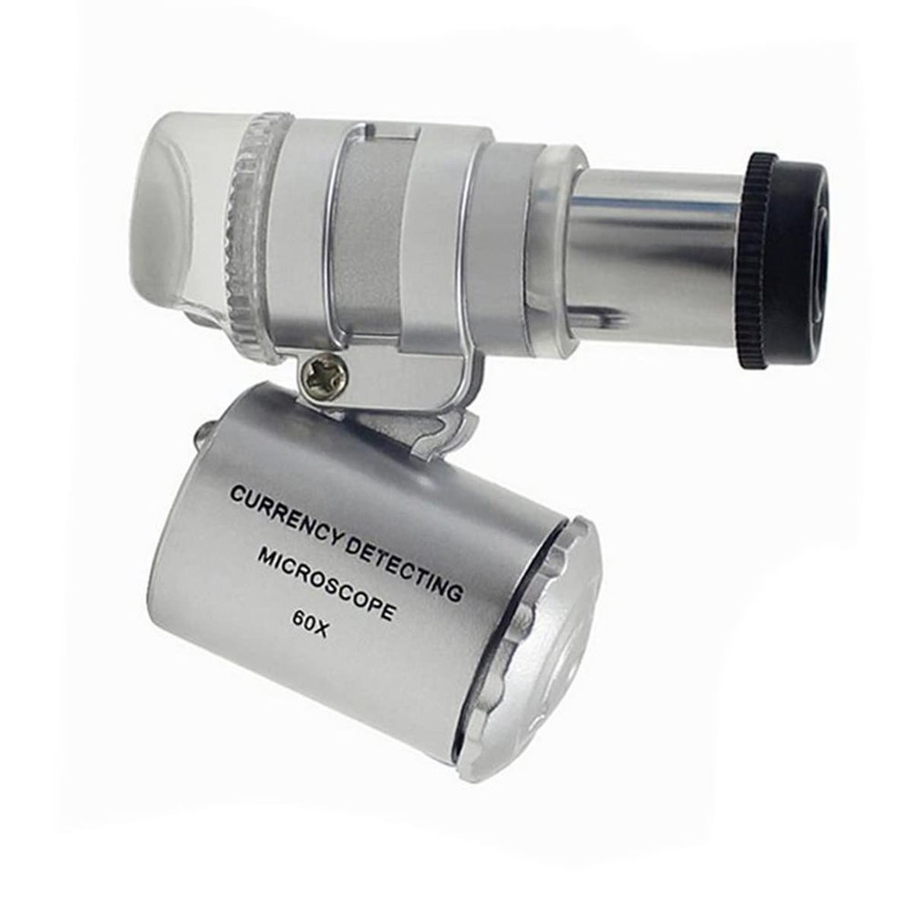 Microscope Kit 60x Mini Pocket LED Jewellers Loupe Microscope Glass Magnifier Microscope Lens Adapters