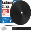 0.65" x82ft Hook and Loop Straps with 40 Metal Buckles, Adjustable Fastening Cinch Straps, Cut to Length Cable Straps, Reusable Nylon Straps 0.65 Inch Wide for Organizer or Storage, Black view 1