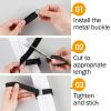 0.65" x82ft Hook and Loop Straps with 40 Metal Buckles, Adjustable Fastening Cinch Straps, Cut to Length Cable Straps, Reusable Nylon Straps 0.65 Inch Wide for Organizer or Storage, Black view 3
