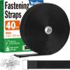 1" x40ft Hook and Loop Straps with 20 Metal Buckles, Adjustable Fastening Cinch Straps, Cut to Length Cable Straps, Reusable Nylon Straps 1 Inch Wide for Organizer or Storage, Black view 1