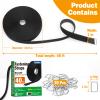 1" x40ft Hook and Loop Straps with 20 Metal Buckles, Adjustable Fastening Cinch Straps, Cut to Length Cable Straps, Reusable Nylon Straps 1 Inch Wide for Organizer or Storage, Black view 2