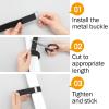 1" x40ft Hook and Loop Straps with 20 Metal Buckles, Adjustable Fastening Cinch Straps, Cut to Length Cable Straps, Reusable Nylon Straps 1 Inch Wide for Organizer or Storage, Black view 3