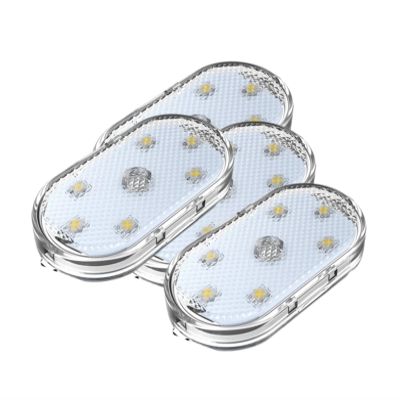Finger Touch Sensor Car Interior LED Atmosphere Lights - USB-Powered Mini Reading Lamp for Auto Door, Roof, and Ceiling Lighting(White-4Pcs)