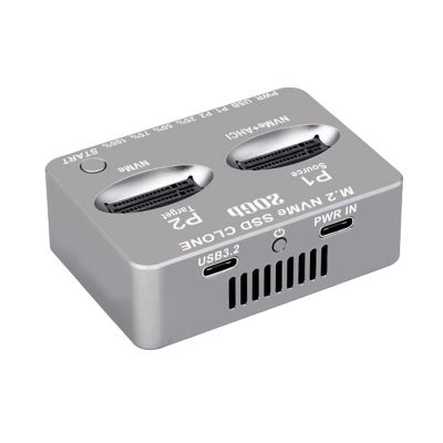 Double Bay Docking Station NVME Solid States Disk Clone USB3.2 Type C States Drives Reader NVMe External Hard Disk Box