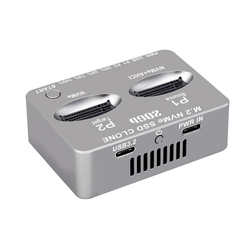 Double Bay Docking Station NVME Solid States Disk Clone USB3.2 Type C States Drives Reader NVMe External Hard Disk Box