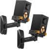Perlegear Speaker Wall Mounts, Bookshelf Speaker Mounting Brackets with Dual Side Stable Clamp Design, Wide Tilt & Swivel Shelf for Large Surrounding Sound Speakers, Up to 55 lbs, 1 Pair view 1