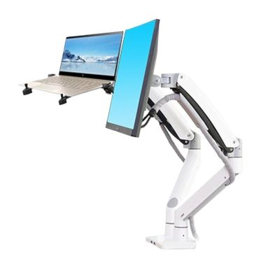 ADPVRLUQ F195A-DA 3-12kg Aluminum 22-32 Inch Computer Screen Stand Gas Spring Arm Full Motion + Laptop Stand(10-17 inch)