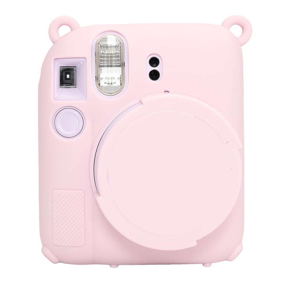 AEXUTDA Case for Instax Mini 12 CameraMini12 Camera Silicone Case , Anti-Scratch Slim Fit Soft Skin, Mini 12 Accessories with Detachable Lens Cover,Light Pink