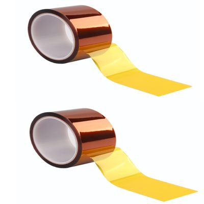 2 Pack ESD Anti-Static Polyimide Gold Finger High-Temperature Tape,Double-Sided,for Lithium Batteries and Electronics (Width 70MM x Length 33M)
