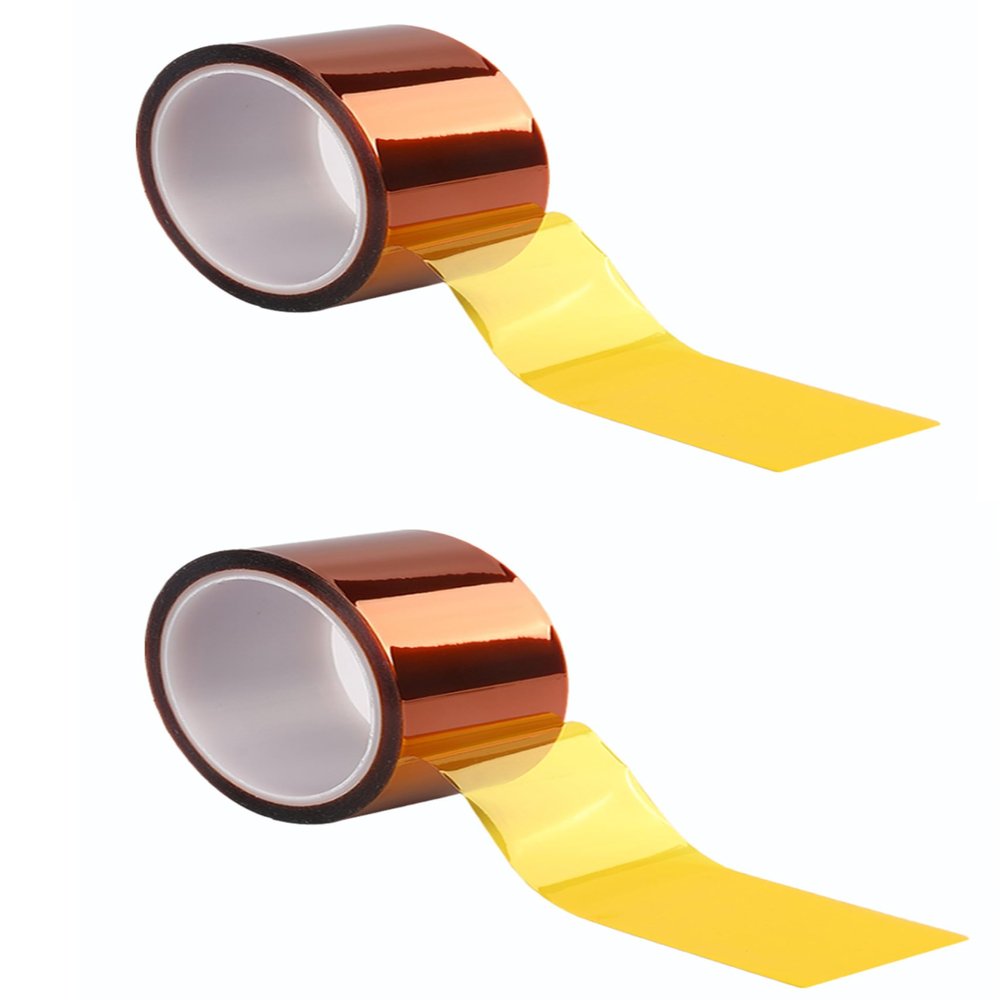 2 Pack ESD Anti-Static Polyimide Gold Finger High-Temperature Tape,Double-Sided,for Lithium Batteries and Electronics (Width 70MM x Length 33M)