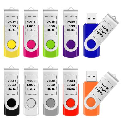 100 Pack Bulk USB Flash Drives, Personalized 256MB Thumb Drives USB Stick with Double-Sides Printing, Swivel Memory Sticks Pendrive Jump Drives, Essential Office Supplies & Data Storage