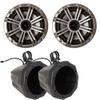 Kicker 8" LED Marine Speakers with Universal Pod Mounts (Pair) 1.75" Clamps UTV or Boat Audio Upgrade for Bimini Top or Cage Mount view 1