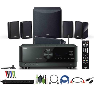 Yamaha YHT-5960U 5.1-Channel Home Theater System for TV Surround Sound System with 8" 100W Powered Subwoofer and 8K HDMI and MusicCast Bundle with Accessories