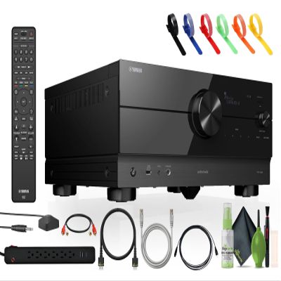 Yamaha RX-A4A AVENTAGE 7.2-Channel Surround Sound Network AV Receiver MusicCast Built-in Wi-Fi and Bluetooth Streaming Home Theater System Bundle with Accessories