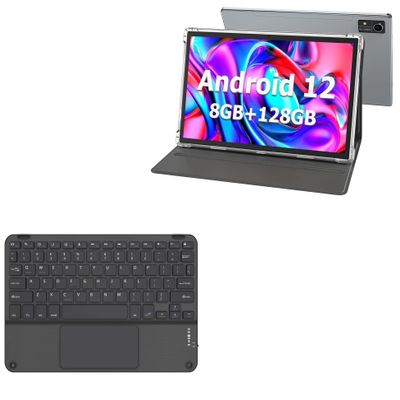 BoxWave Keyboard Compatible with YOBANSE T618 Android Tablet (10 in) - SlimKeys Bluetooth Keyboard with Trackpad, Portable Slim TouchPad - Jet Black
