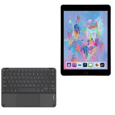 BoxWave Keyboard Compatible with Apple iPad (6th Gen 2018) - SlimKeys Bluetooth Keyboard with Trackpad, Portable Slim TouchPad - Jet Black