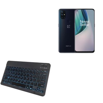 BoxWave Keyboard Compatible with OnePlus Nord N10 5G - SlimKeys Bluetooth Keyboard - with Backlight, Portable Slim LED 7 Colors - Jet Black