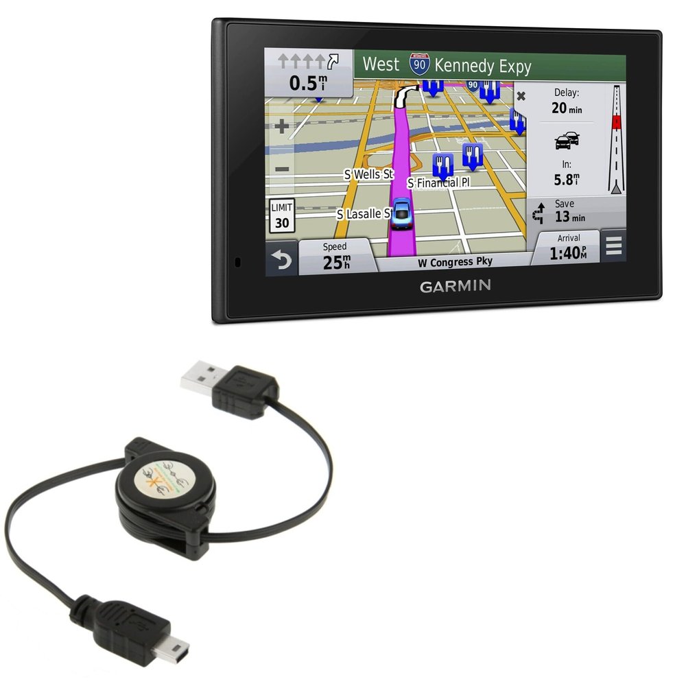 BoxWave Cable Compatible with Garmin Nuvi 2639LMT - miniSync, Retractable, Portable Sync Cable