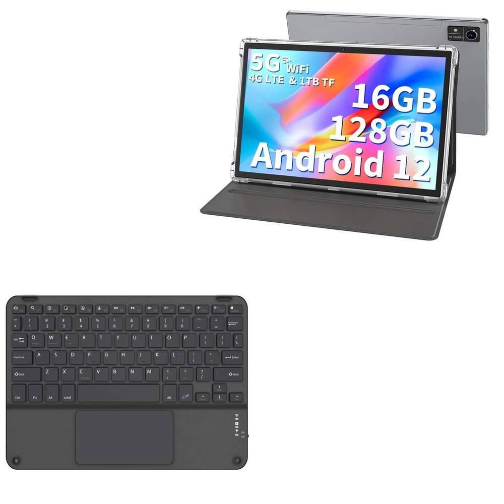 BoxWave Keyboard Compatible with HISORL T618 Android Tablet (10 in) - SlimKeys Bluetooth Keyboard with Trackpad, Portable Slim TouchPad - Jet Black