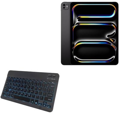 BoxWave Keyboard Compatible with Apple iPad Pro (7th Gen 2024) (13 in) - SlimKeys Bluetooth Keyboard - with Backlight, Portable Slim LED 7 Colors - Jet Black