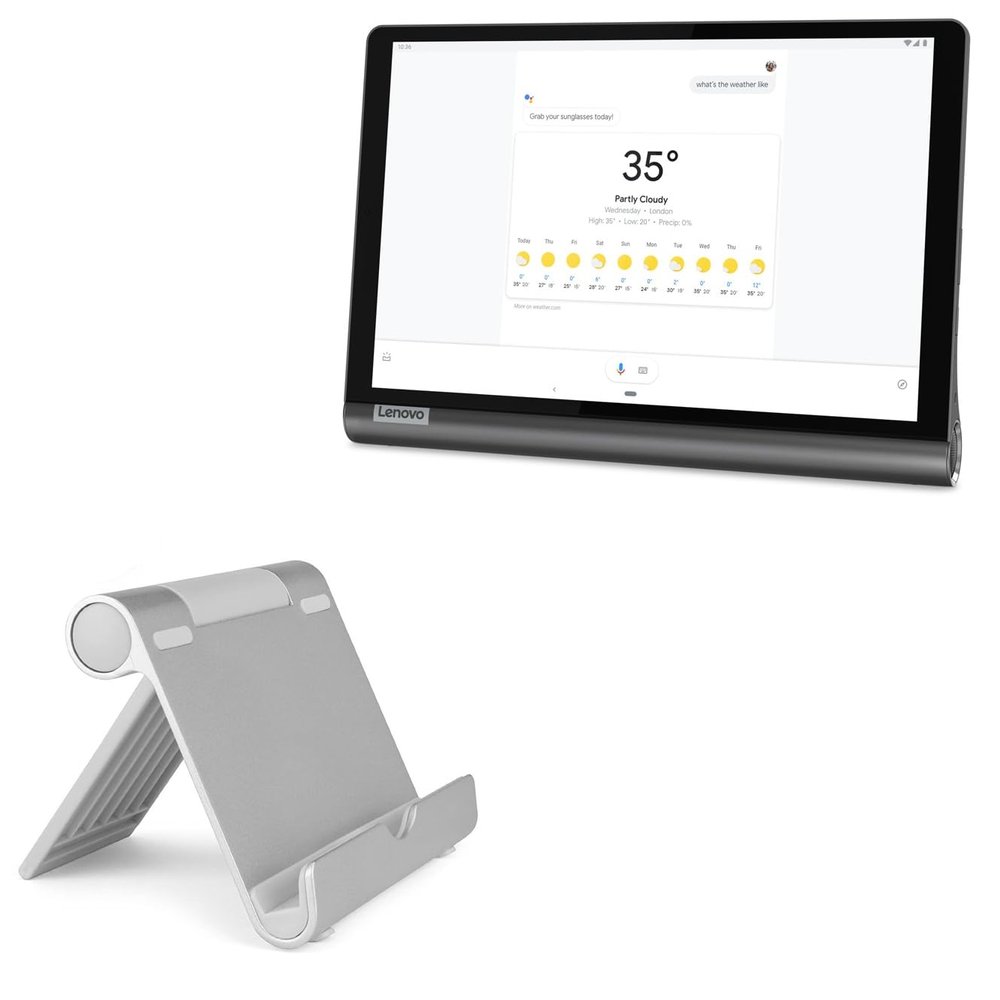 BoxWave Stand and Mount Compatible with Lenovo Yoga Smart Tab Row - VersaView Aluminum Stand, Portable, Multi Angle Viewing Sturdy