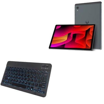 BoxWave Keyboard Compatible with Headwolf WPad 1 - SlimKeys Bluetooth Keyboard - with Backlight, Portable Slim LED 7 Colors - Jet Black