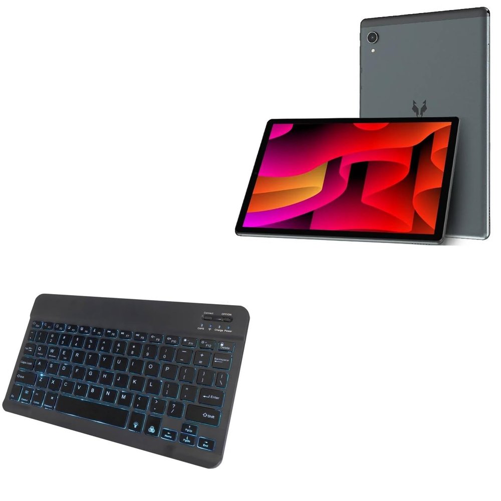 BoxWave Keyboard Compatible with Headwolf WPad 1 - SlimKeys Bluetooth Keyboard - with Backlight, Portable Slim LED 7 Colors - Jet Black