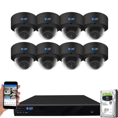 GW Security 16 Channel 12MP NVR UltraHD 4K Smart AI Human/Cars Detection PoE Security Camera System with 8 x 8MP Waterproof Microphone 135 Wide Angle Outdoor Indoor Dome Cameras (Black)